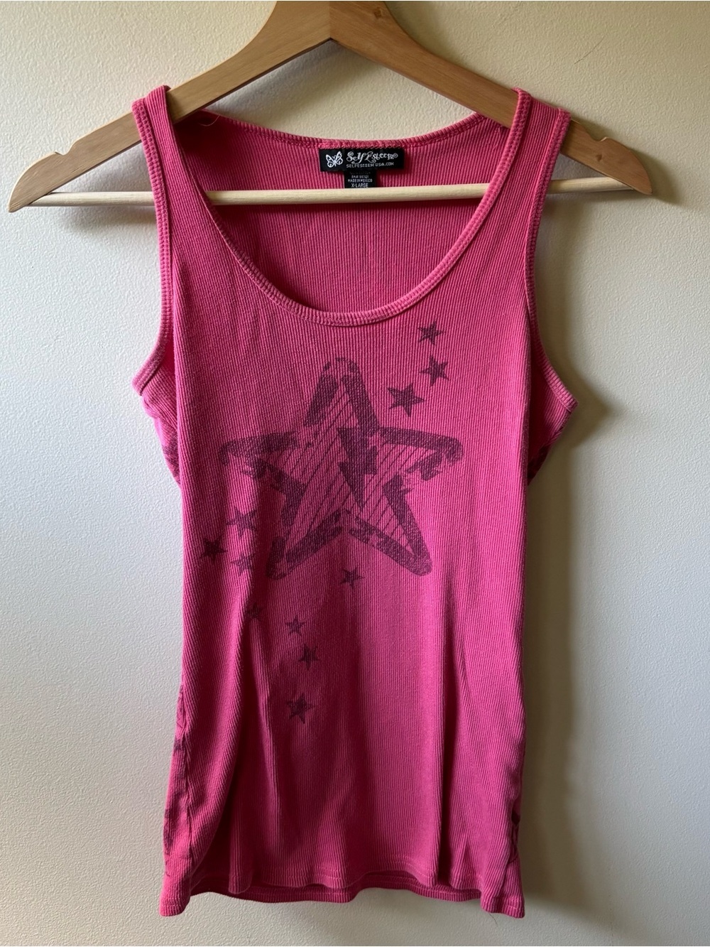 Self Esteem Y2K Pink Star Graphic Tank Top